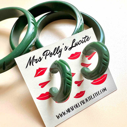 Waves Green hoop Earrings