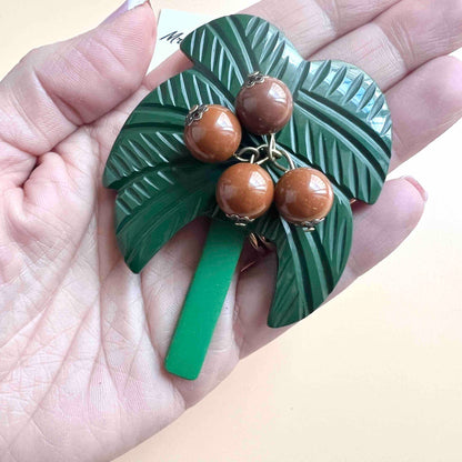 Vintage Inspired Palm Tropical Resin Brooch