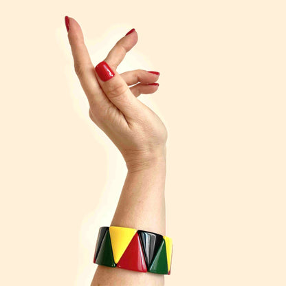 Harlequin Primary colors elastic Bracelet