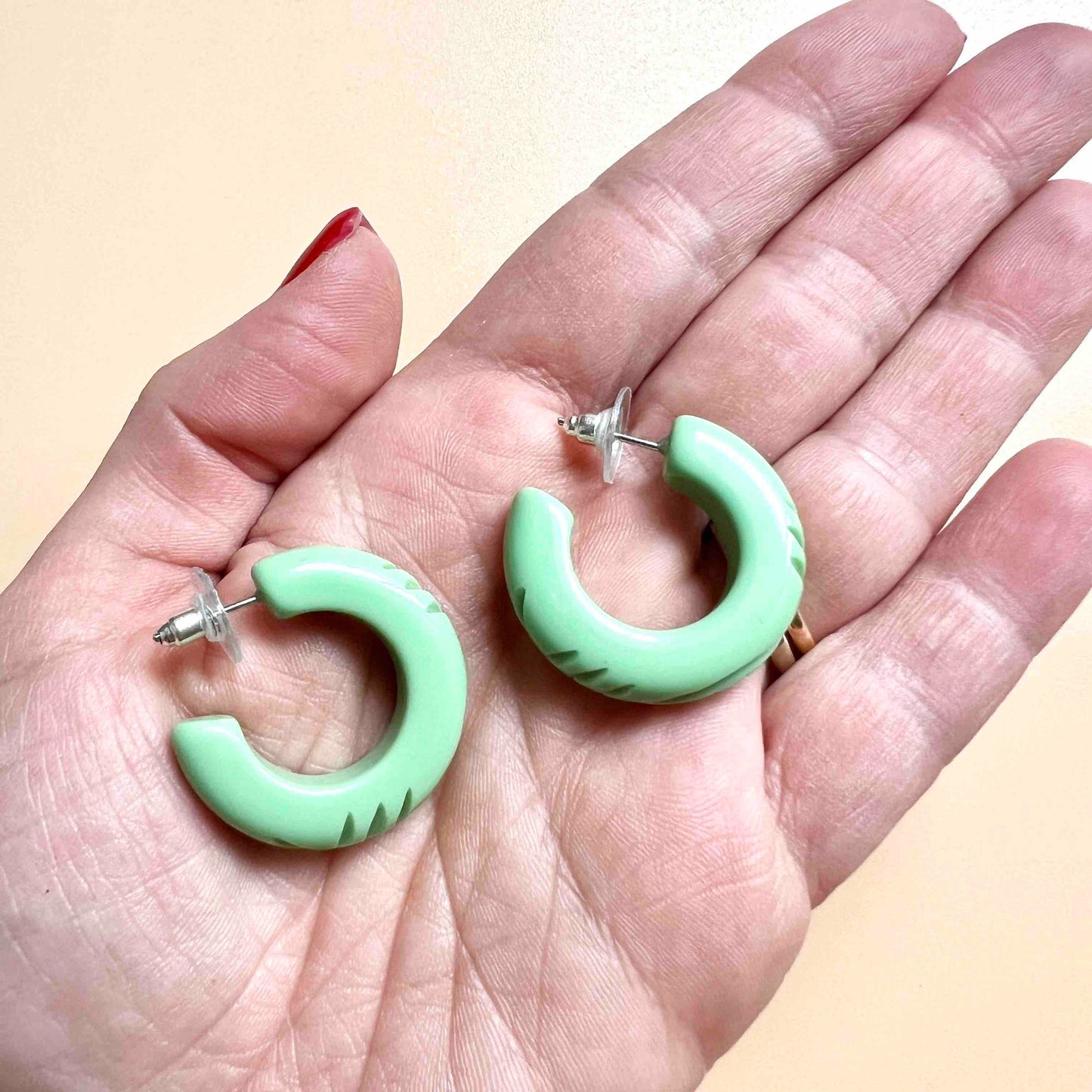 Waves Mint hoop Earrings