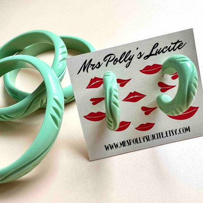 Waves Mint hoop Earrings