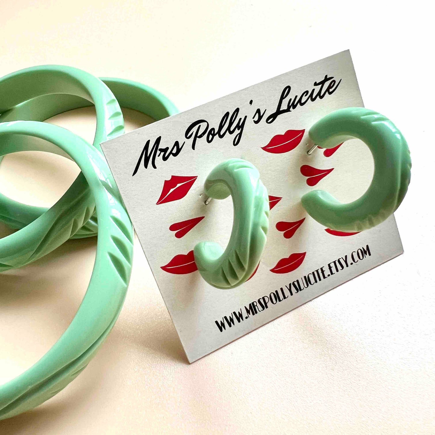 Waves Mint hoop Earrings