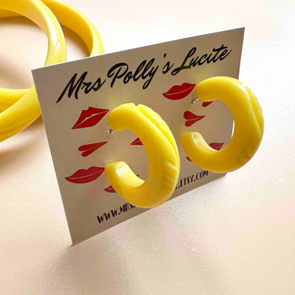 Waves Yellow hoop Earrings