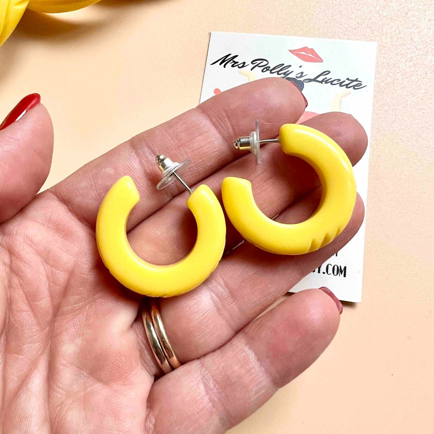 Waves Yellow hoop Earrings