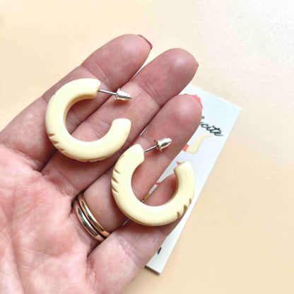 Waves Cream hoop Earrings