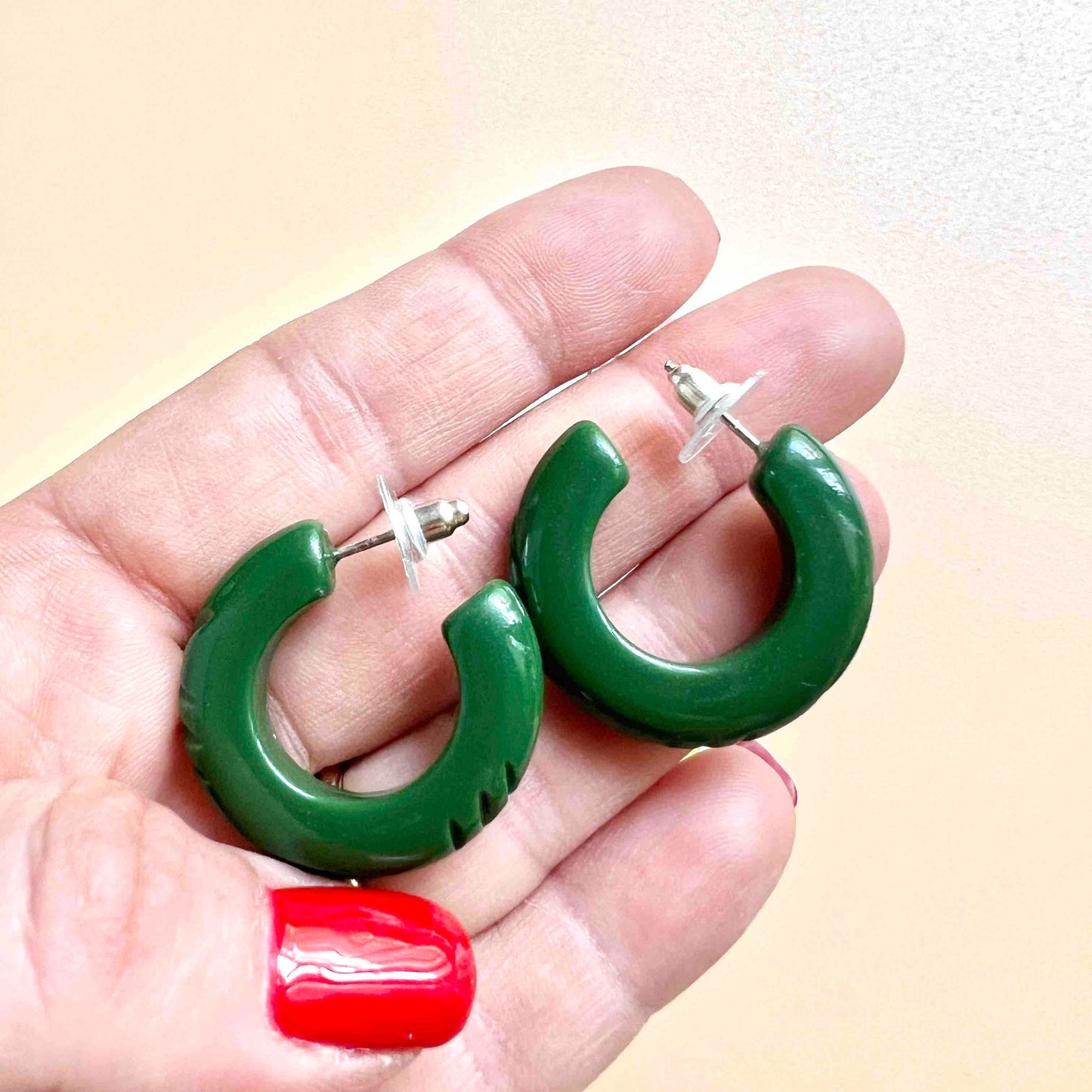 Waves Green hoop Earrings