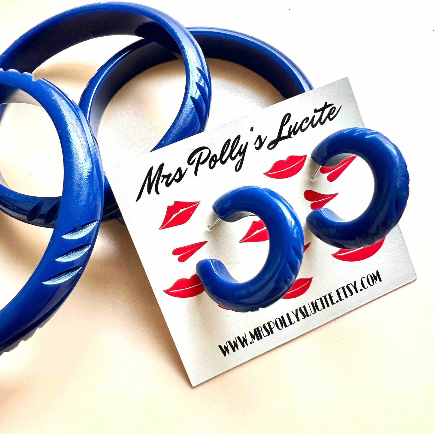 Waves Blue hoop Earrings