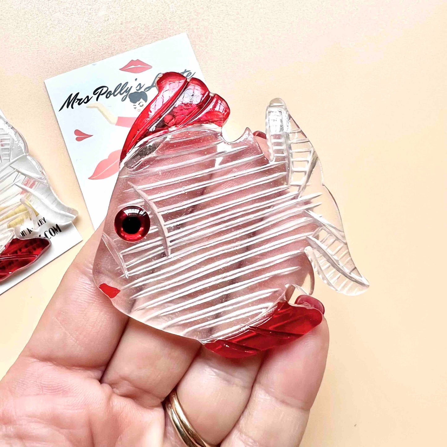 Jumbo Clear Fish brooch,