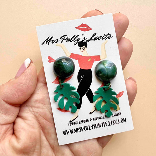 Monstera earrings