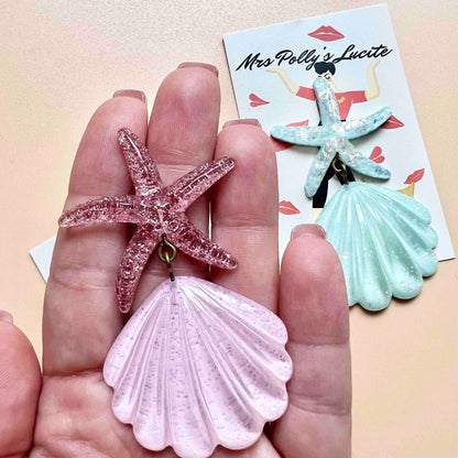 Sparkle Shell & Starfish brooch