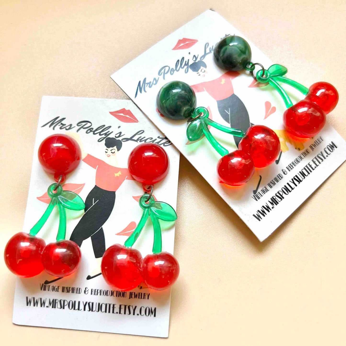 Cherry Resin Earrings clearance Vintage inspired