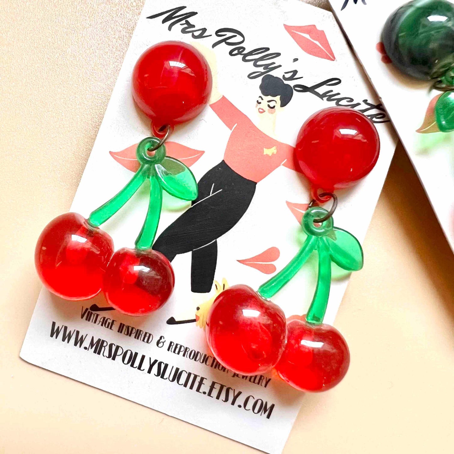 Cherry Resin Earrings clearance Vintage inspired