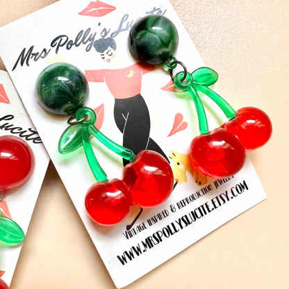 Cherry Resin Earrings clearance Vintage inspired