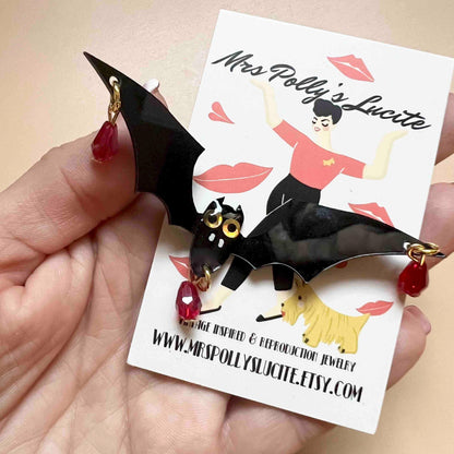 Spook-tacular Gothic Halloween Bat pin Brooch