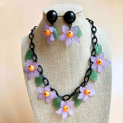 Halloween Floral Resin Necklace with optional Matching Earrings