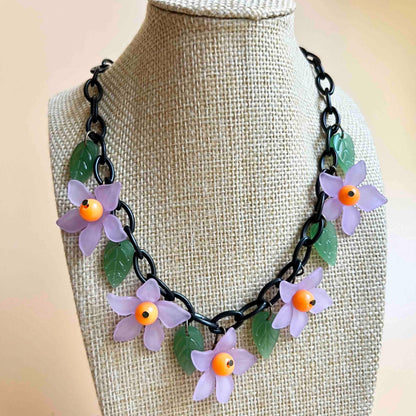 Halloween Floral Resin Necklace with optional Matching Earrings