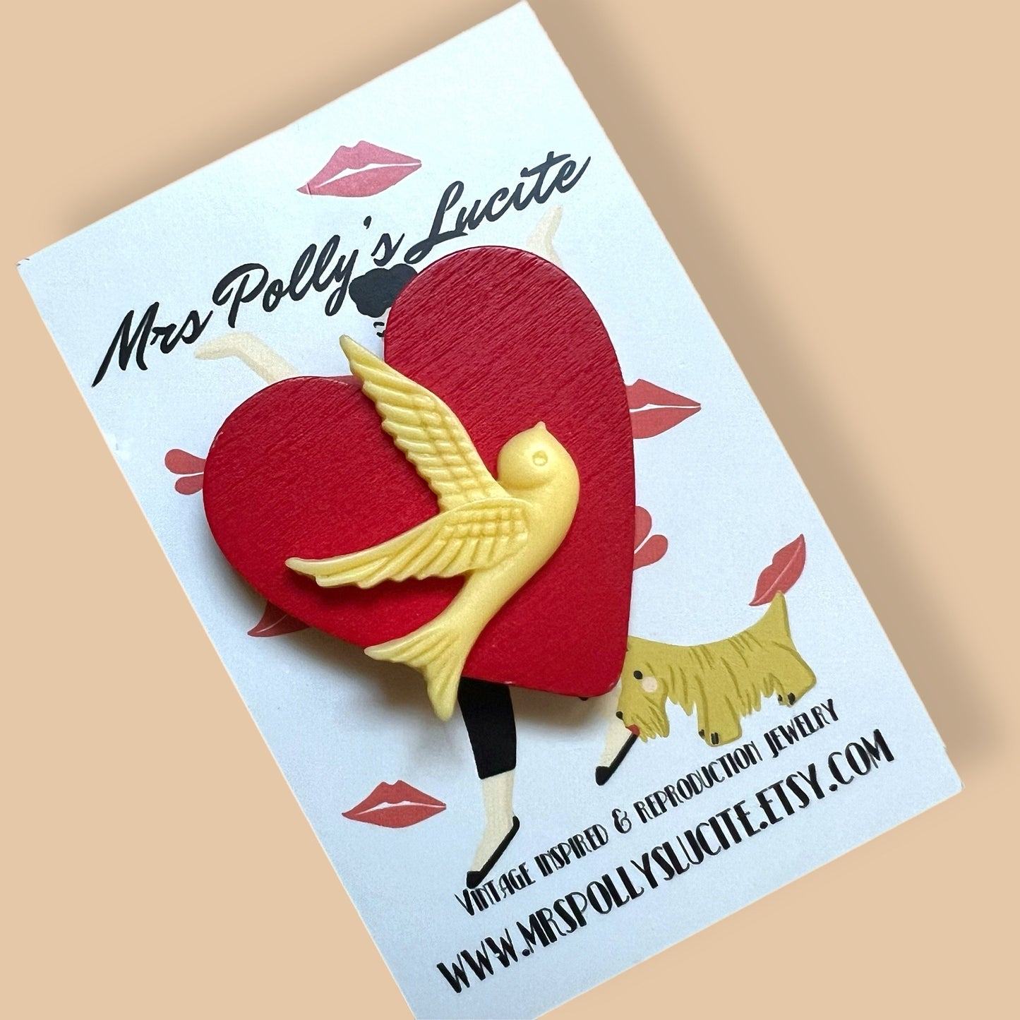 Little Heart and Swallow brooch