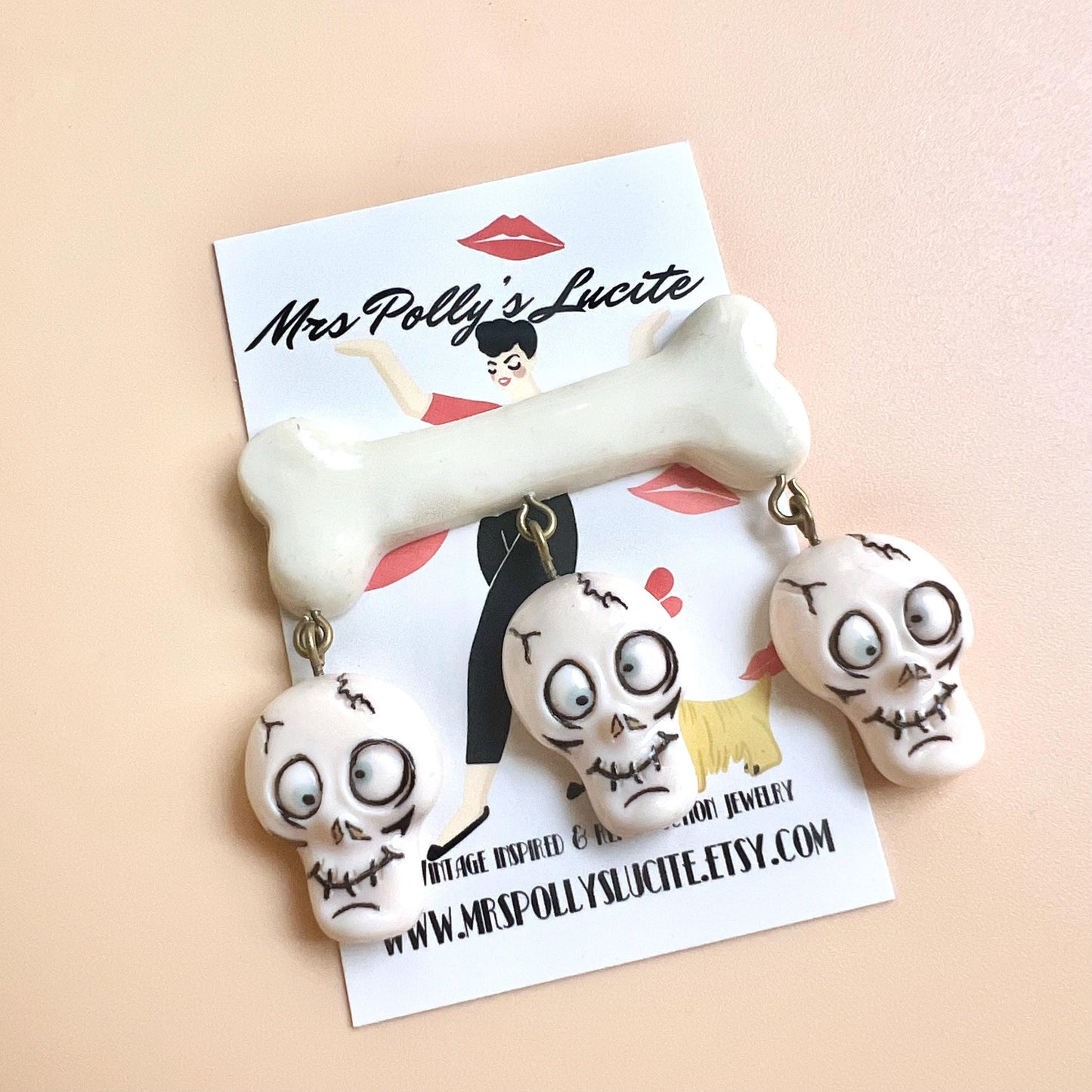 Silly Skulls Bone Brooch