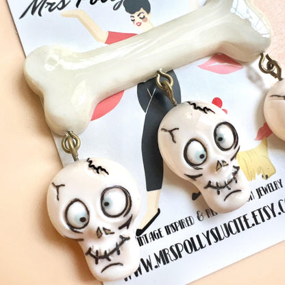 Silly Skulls Bone Brooch