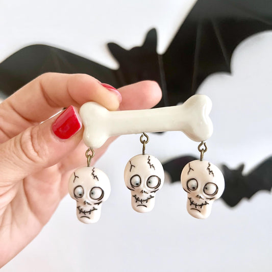 Silly Skulls Bone Brooch