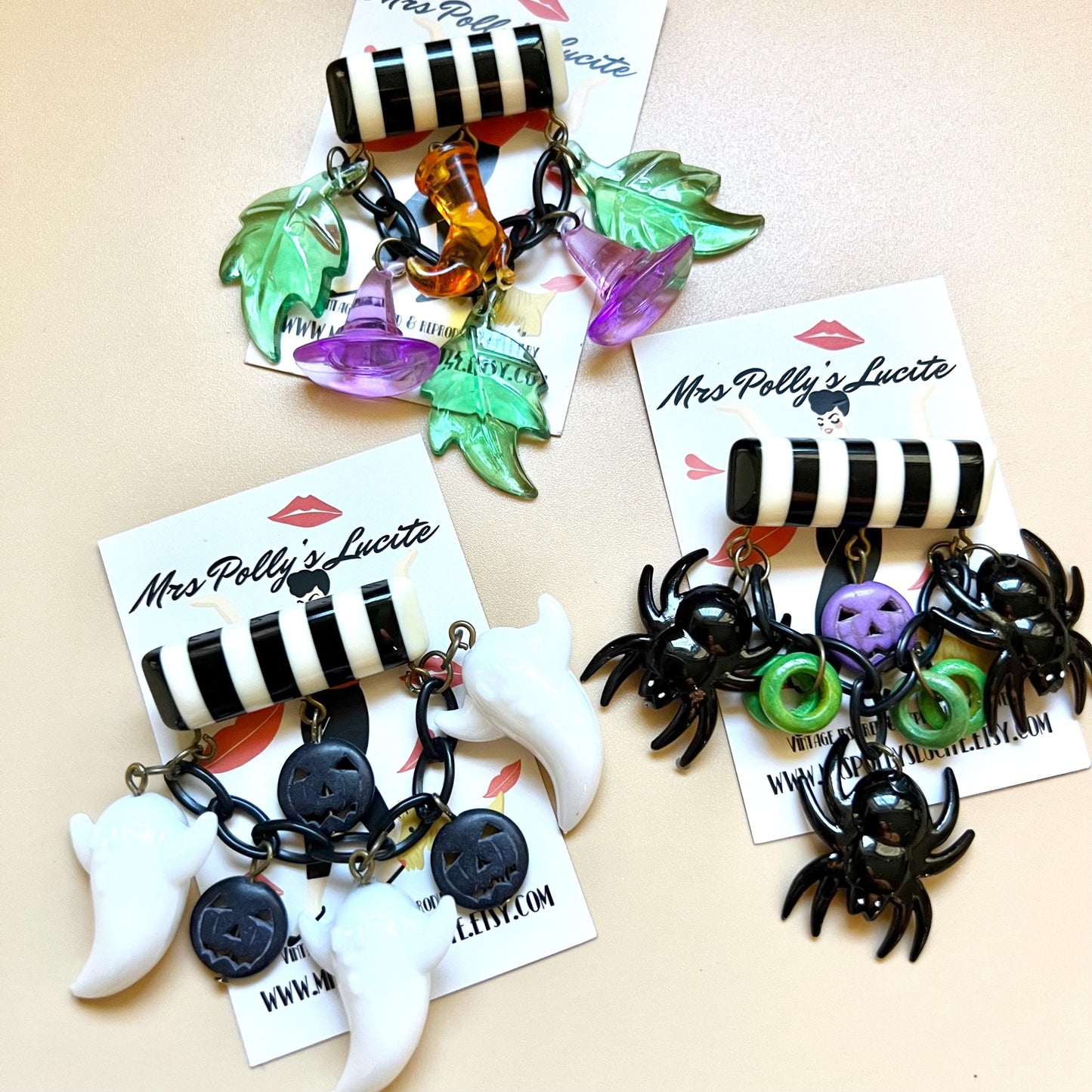 Striped Halloween brooch