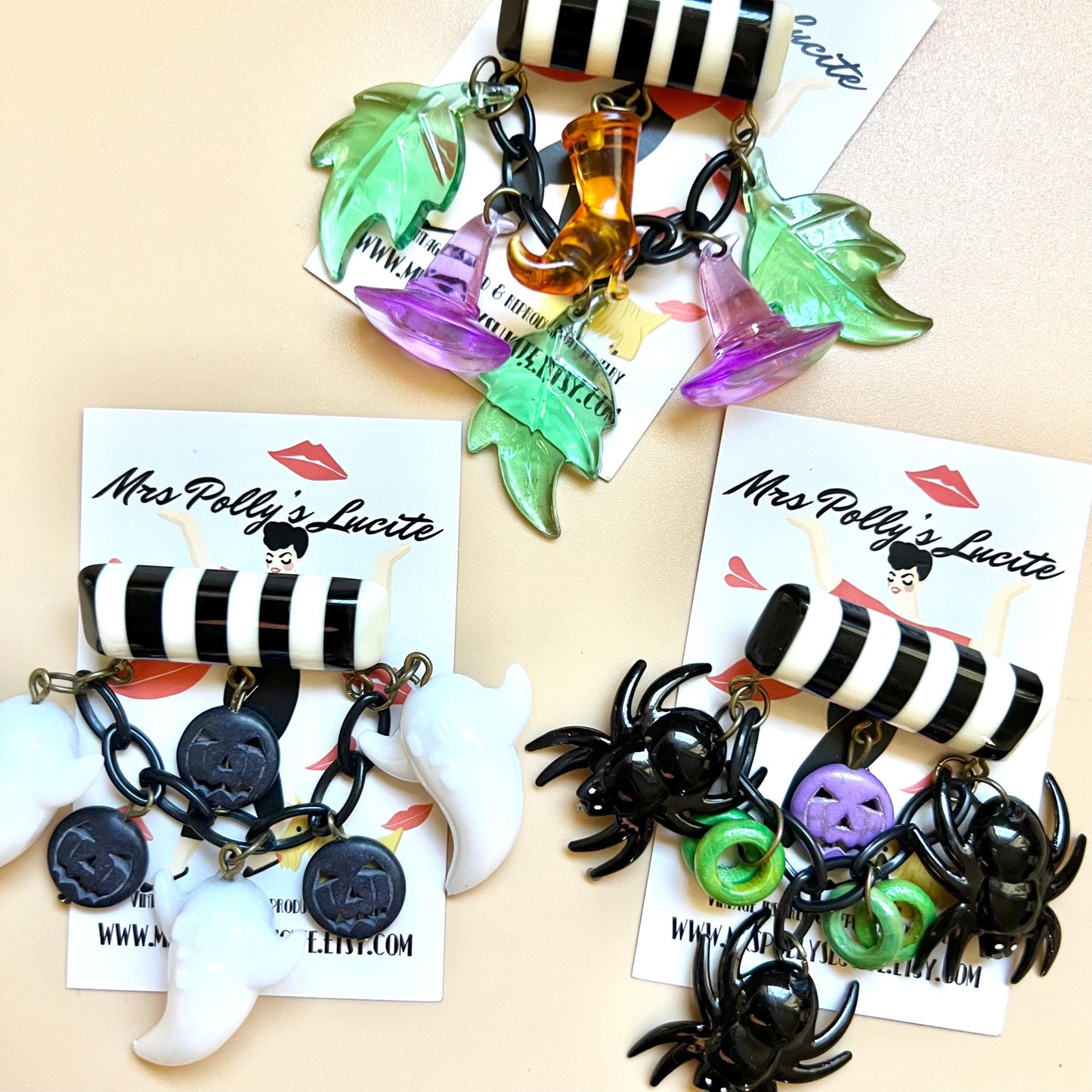 Striped Halloween brooch