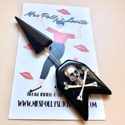 Bones and skull Poison Arrow Stick Pin Resin Brooch