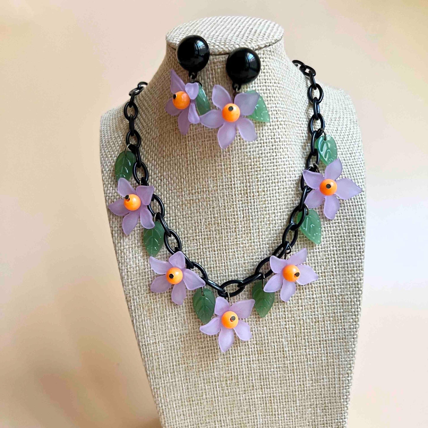 Halloween Floral Resin Necklace with optional Matching Earrings