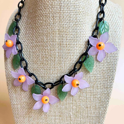 Halloween Floral Resin Necklace with optional Matching Earrings