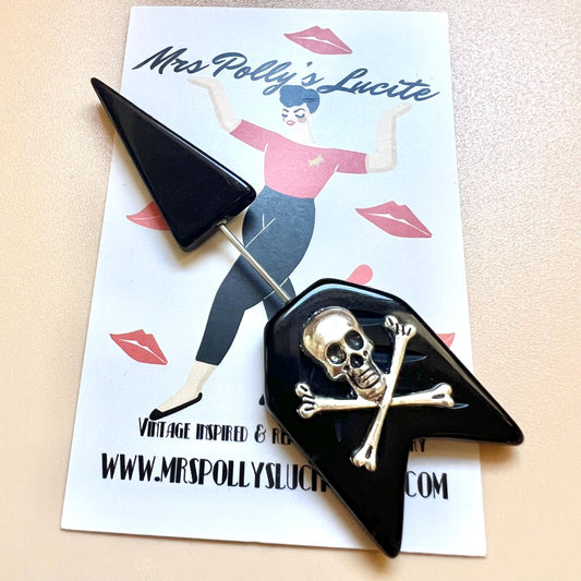 Bones and skull Poison Arrow Stick Pin Resin Brooch