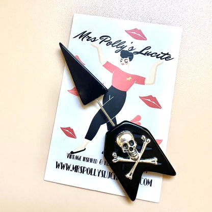 Bones and skull Poison Arrow Stick Pin Resin Brooch