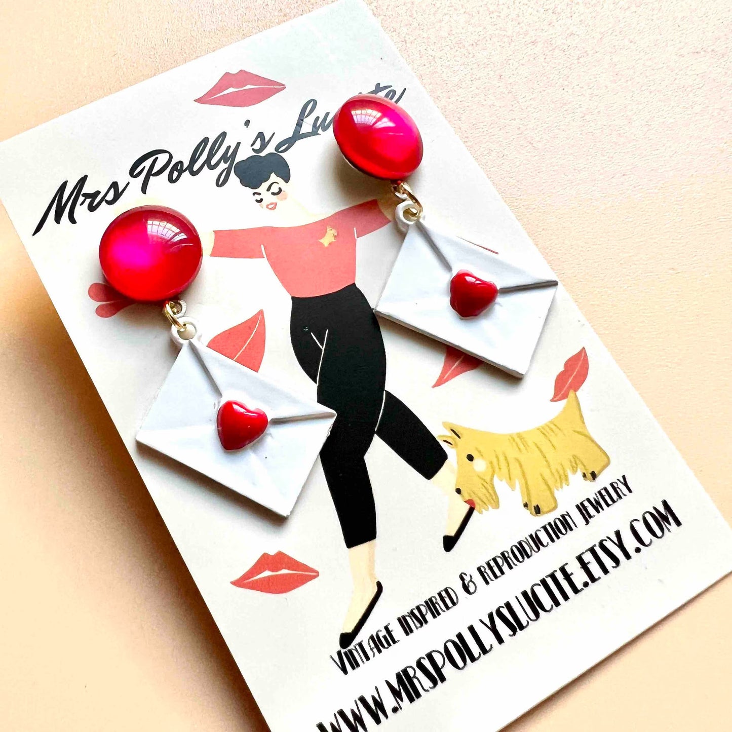 Love Postcard Valentine's earrings