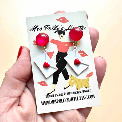 Love Postcard Valentine's earrings